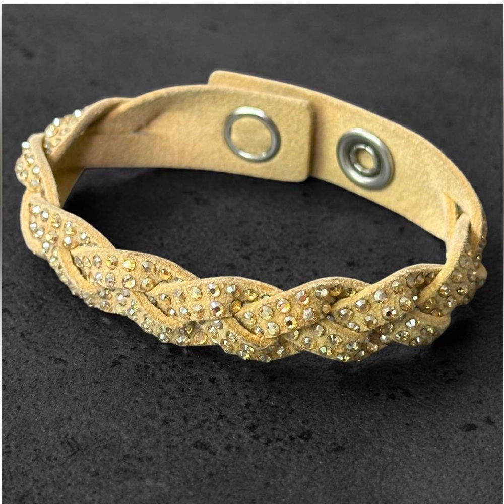 Swarovski Braided Tan Bracelet with Rhinestones